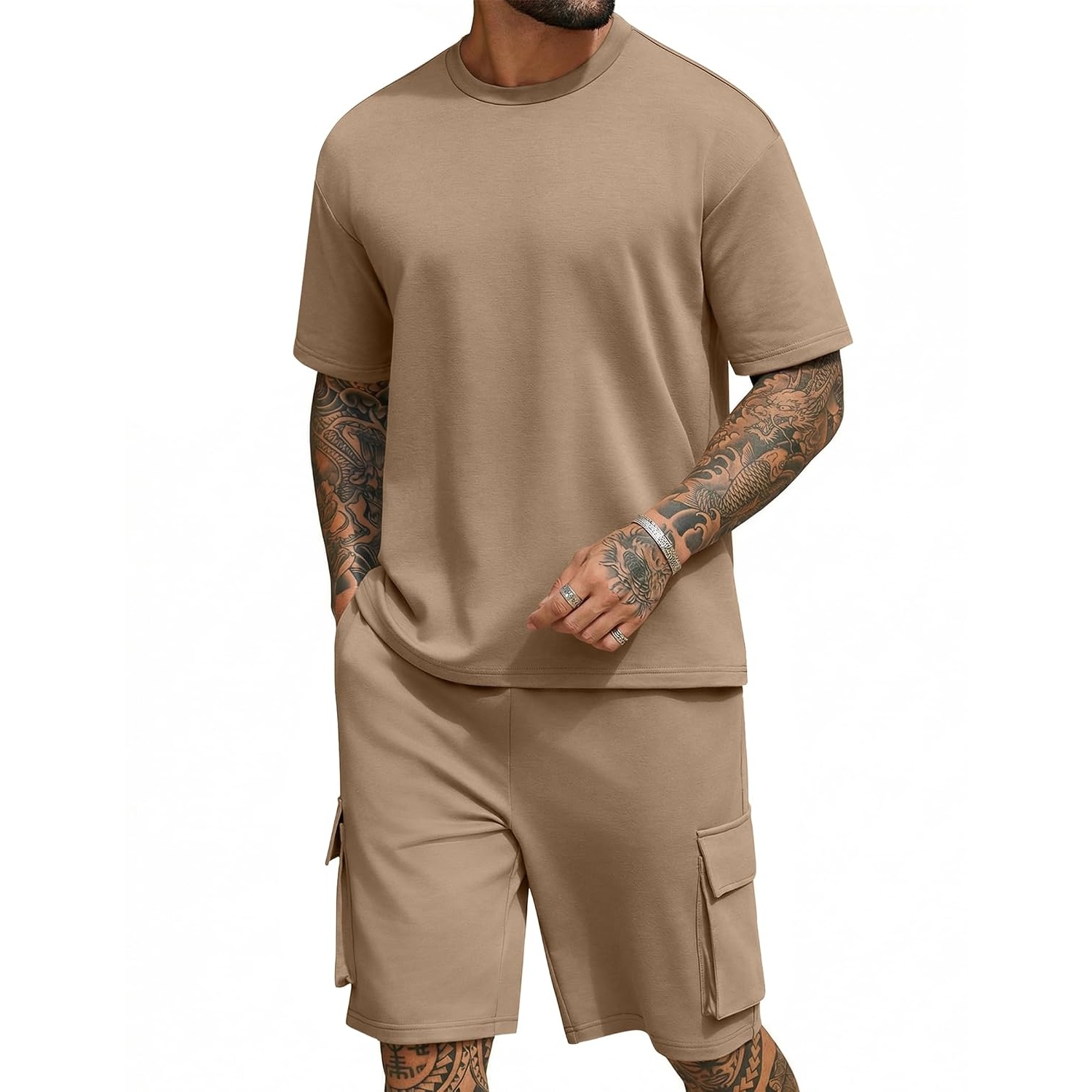 Oversized Cotton Summer Shirt And Shorts Set For Men