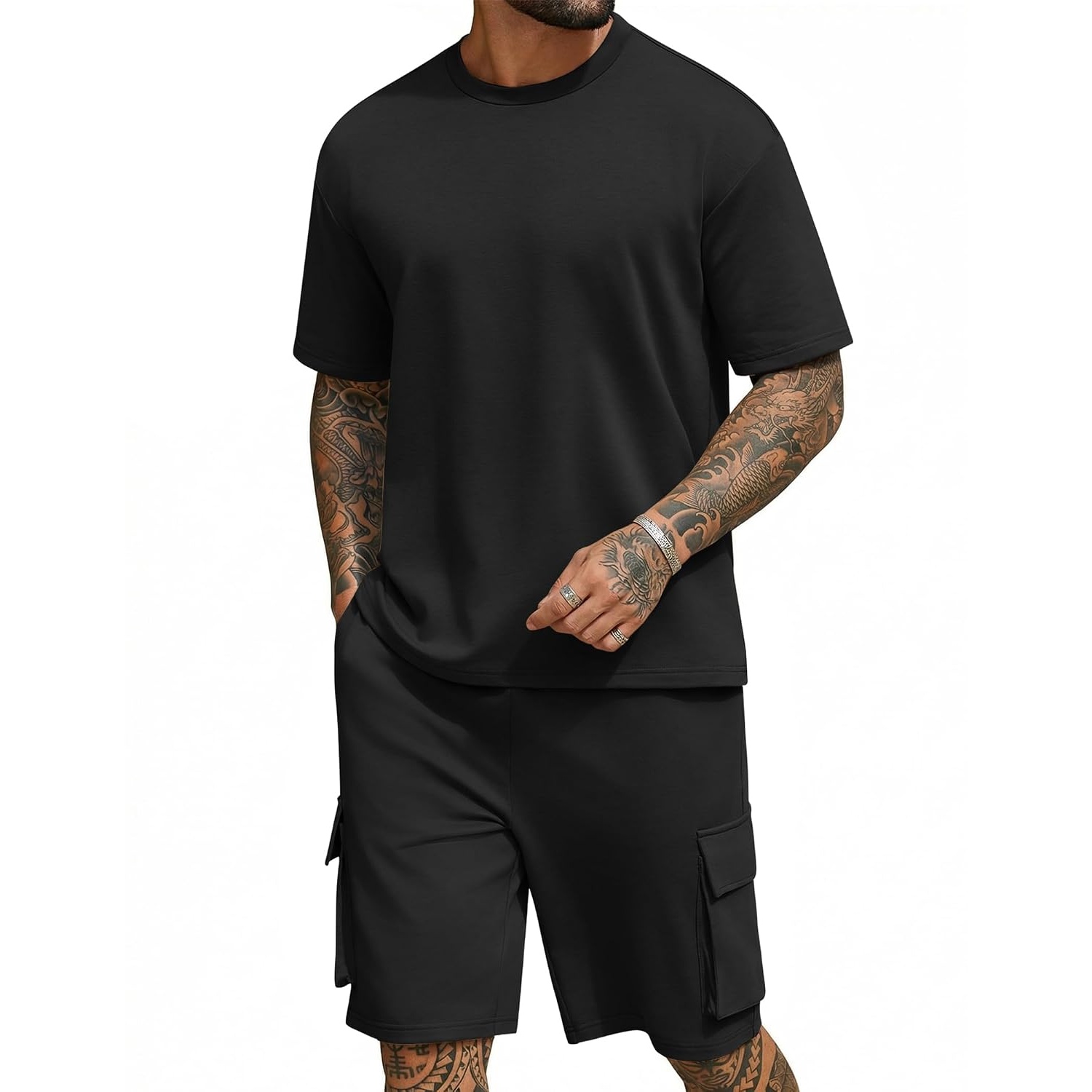 Oversized Cotton Summer Shirt And Shorts Set For Men