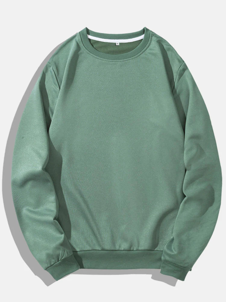 Crew Neck Solid Color Sweatshirts-Vacay Outfit