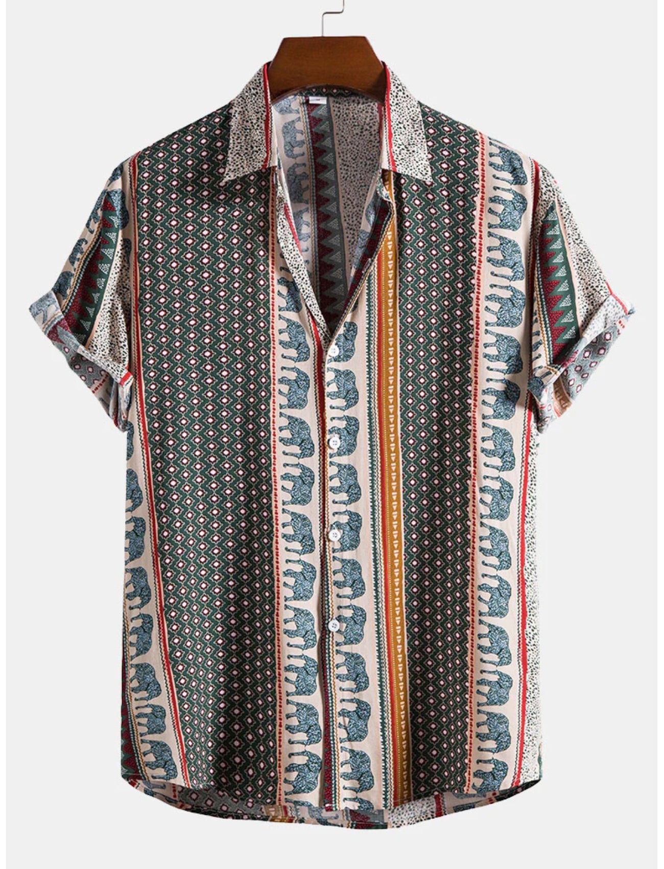 Abstract Elephant Printed Shirt-Vacay Outfit