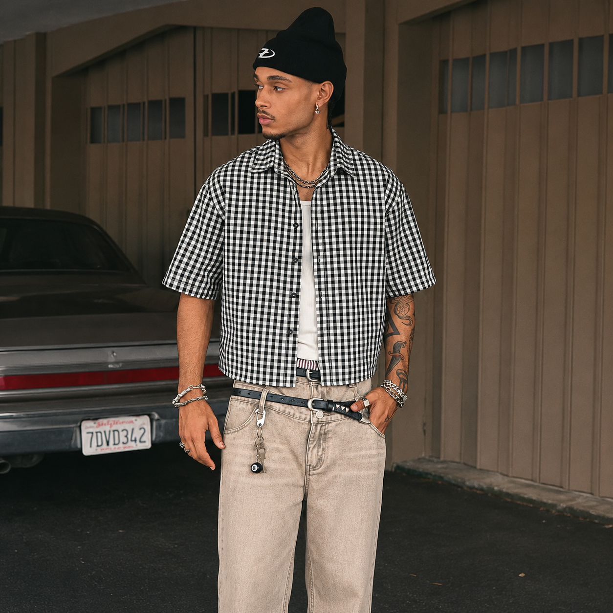 Regular Checkered Vintage Short Sleeve Casual Plaid Shirt For Men