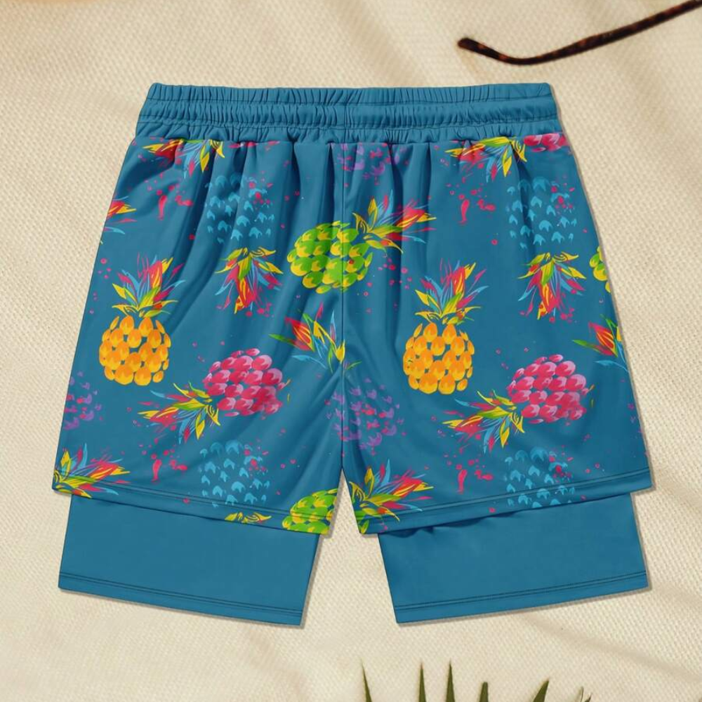 Soft Double Layer Quick Dry Beach Shorts For Men