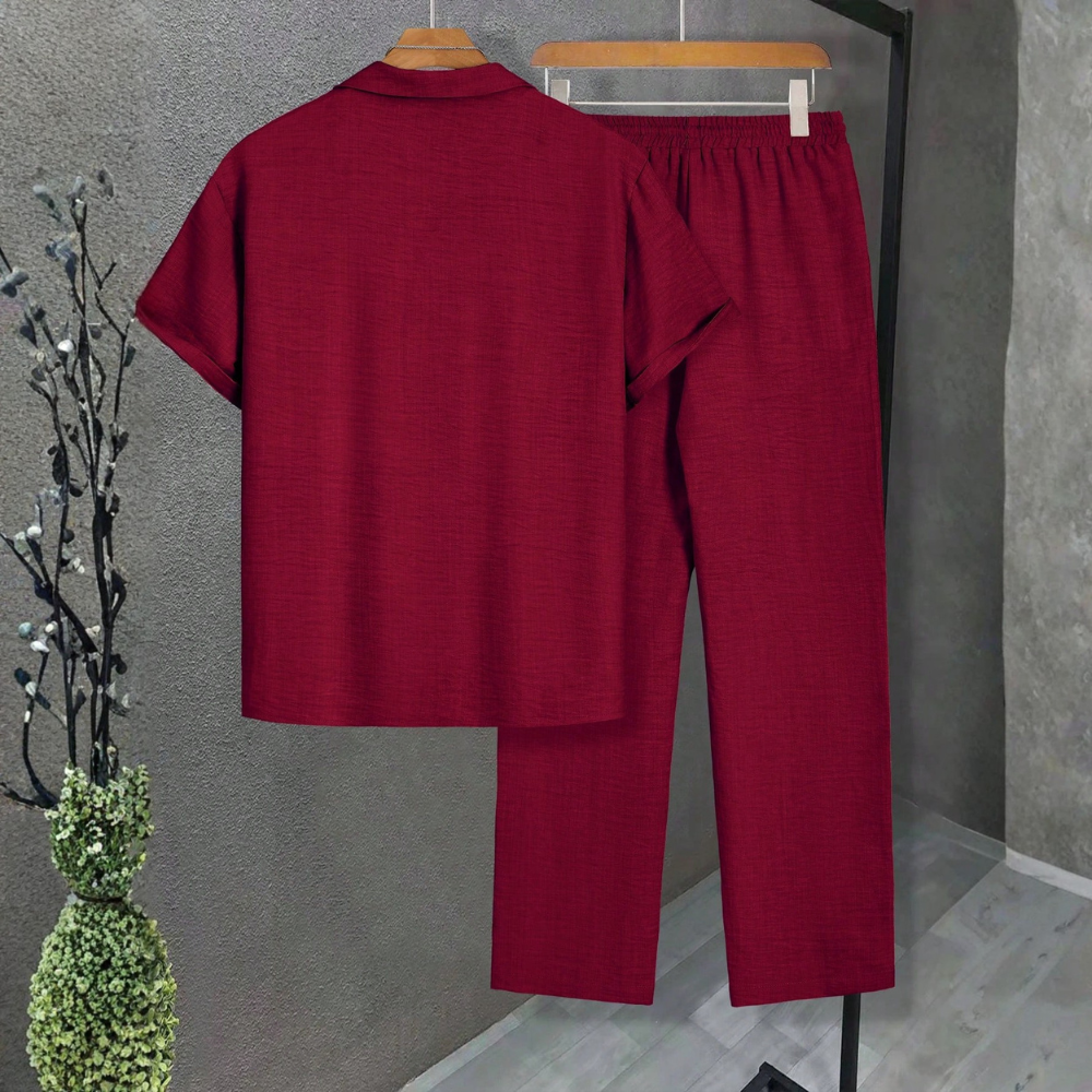 Short Sleeve Shirt And Long Pants Set For Men