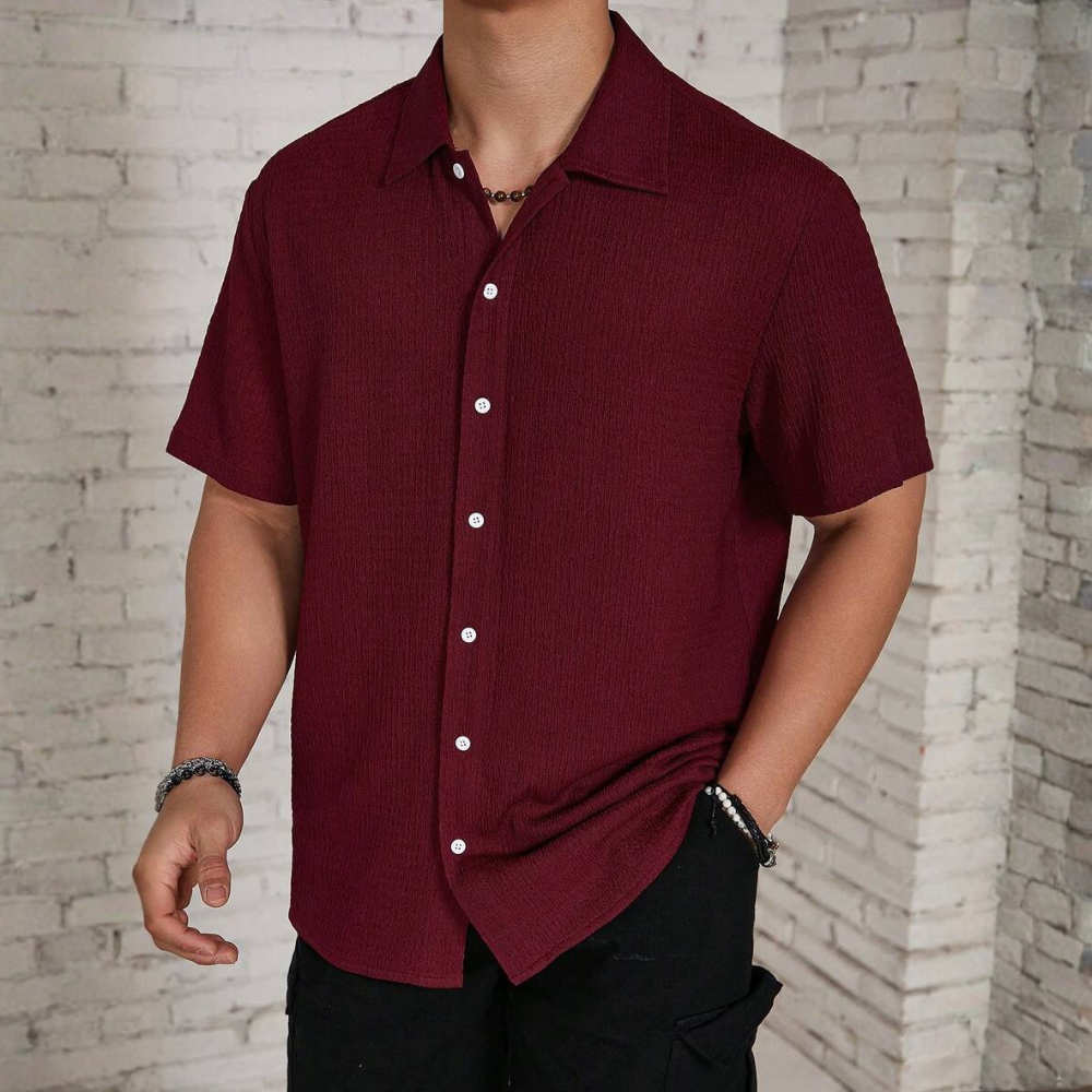 Knit Jacquard Loose Beach Vacation Shirt For Men