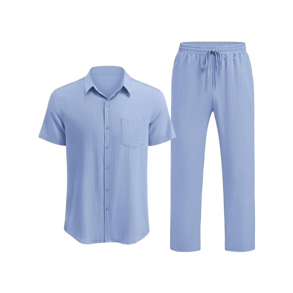 Casual Loose Fit Beach Wear Shirt And Pant Set For Men