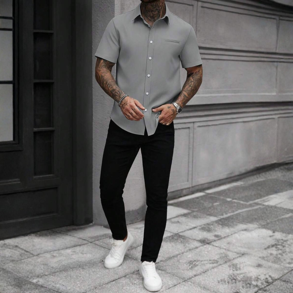 Casual Business Short Sleeve Formal Office Daily Work Shirt For Men