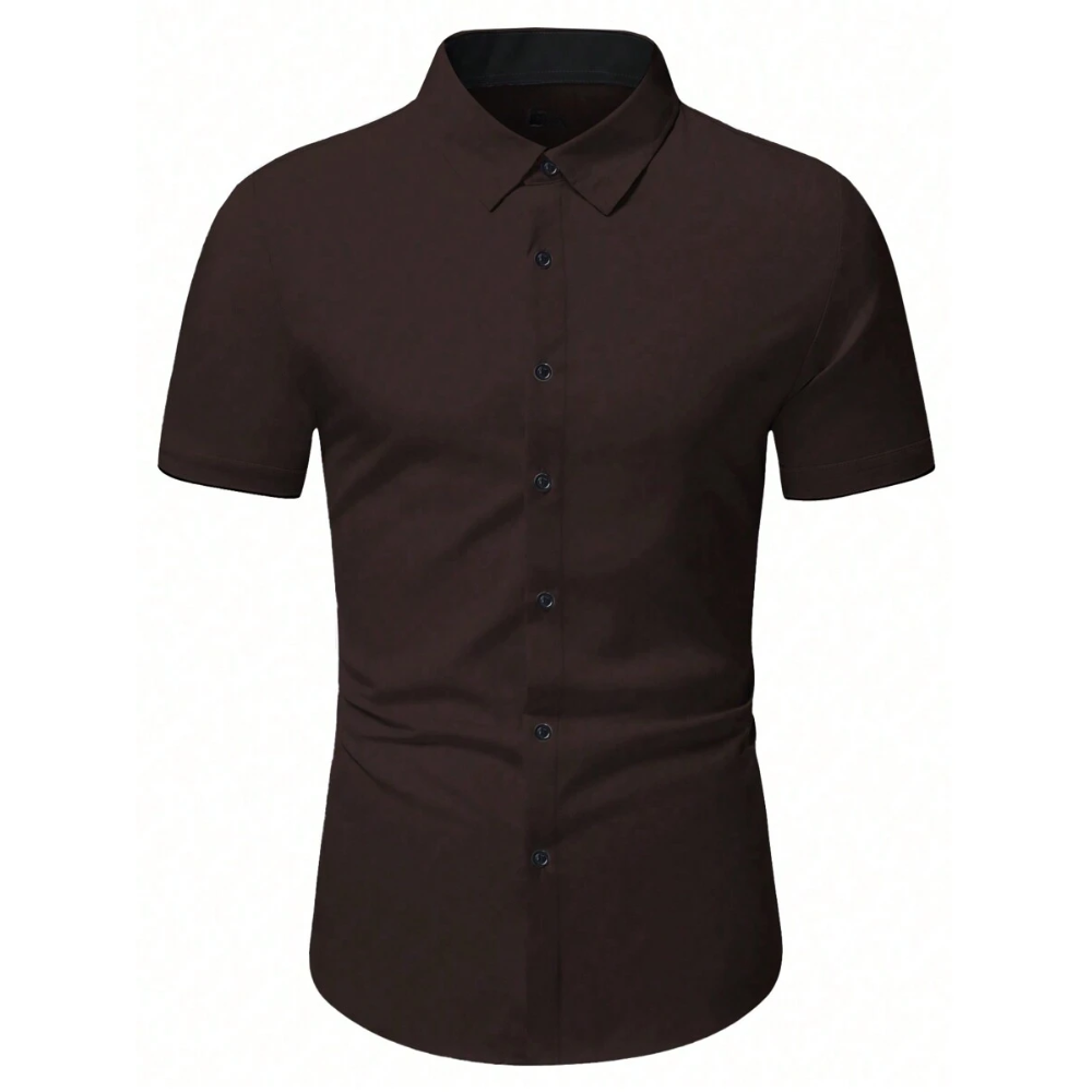 Minimalist Button Down Short Sleeve Business Casual Shirt For Men