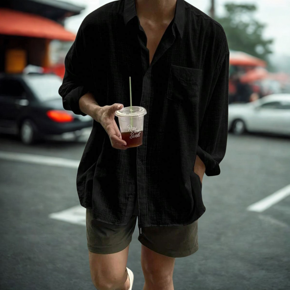 Plus Size Long Sleeve Single Pocket Loose Casual Autumn Shirt For Men
