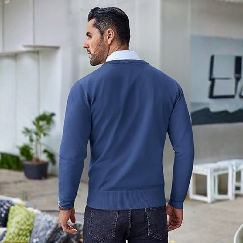 Mens Crew Neck Sweater Slim Fit Lightweight Sweatshirts