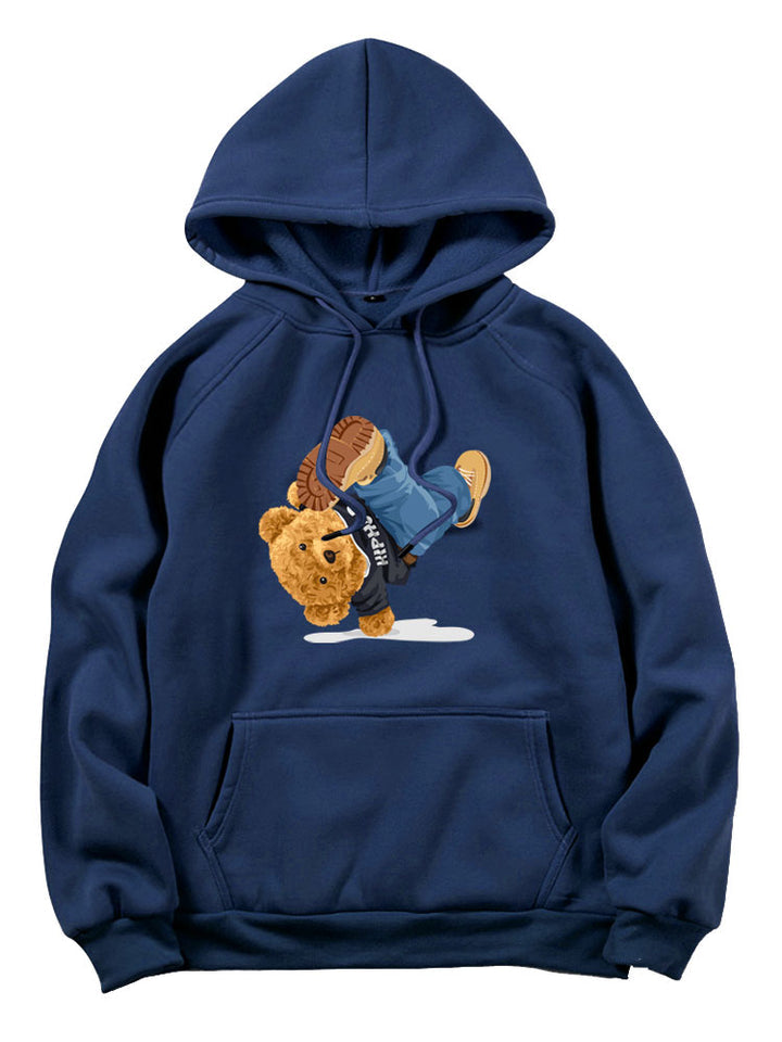 Break Dance Bear Print Hoodie-Vacay Outfit