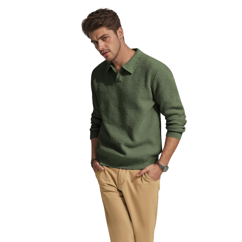 Textured V Style Long Sleeve Pullover