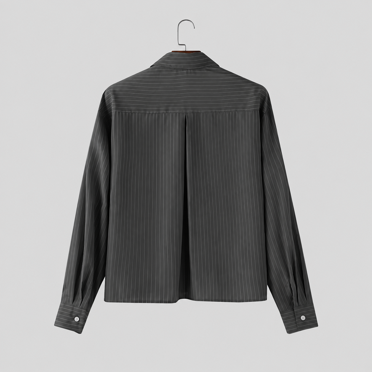  Minimalist Striped Long Sleeve Button Up Cropped Top Shirt For Men