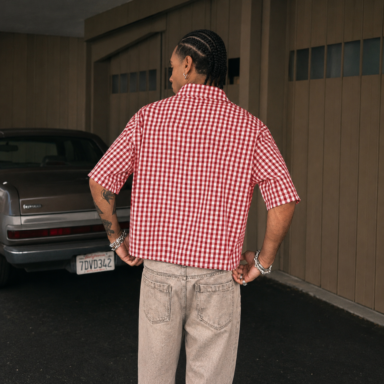 Regular Checkered Vintage Short Sleeve Casual Plaid Shirt For Men
