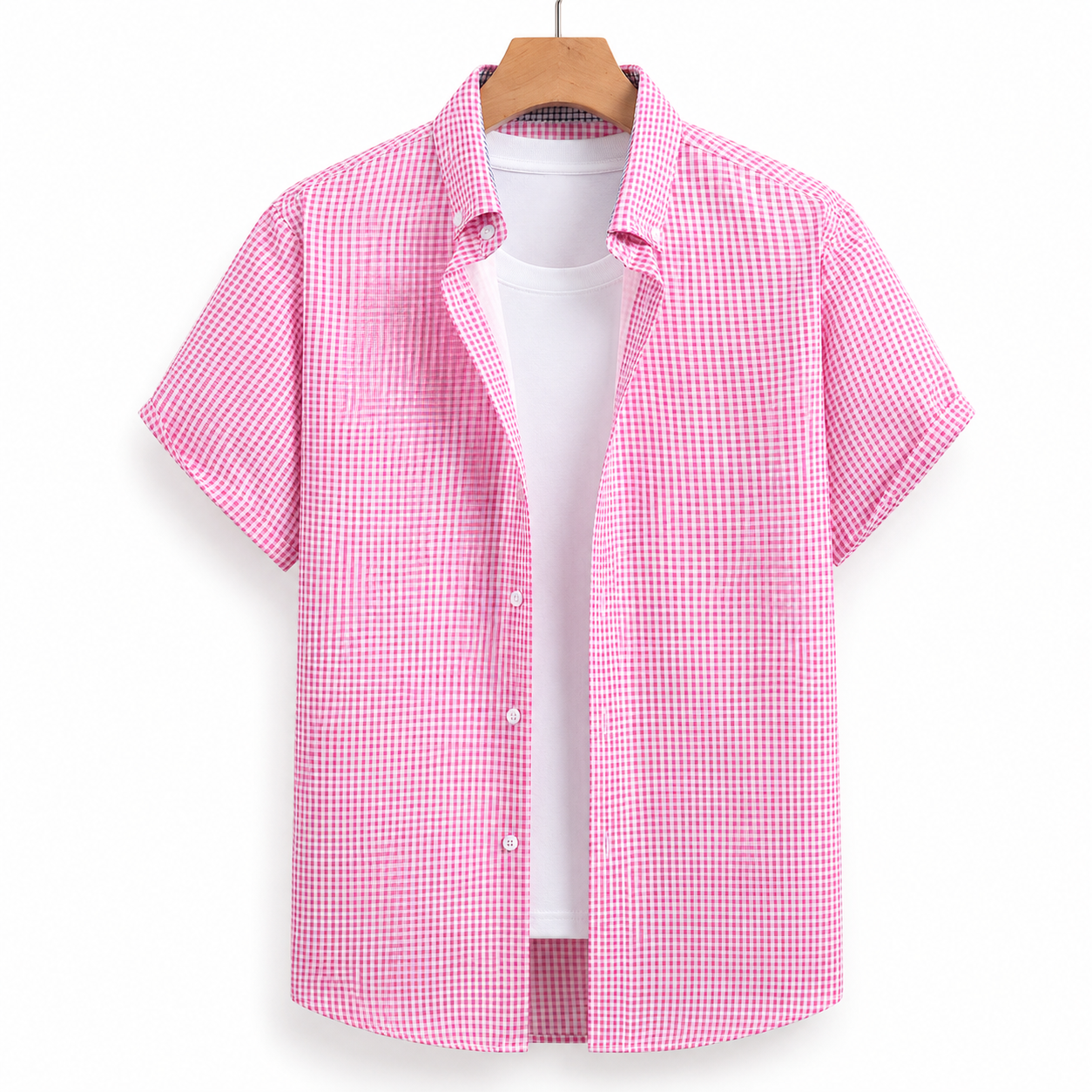  Pack Of 4 Classic Buttoned Turn Down Collar Short Sleeve Shirt For Men