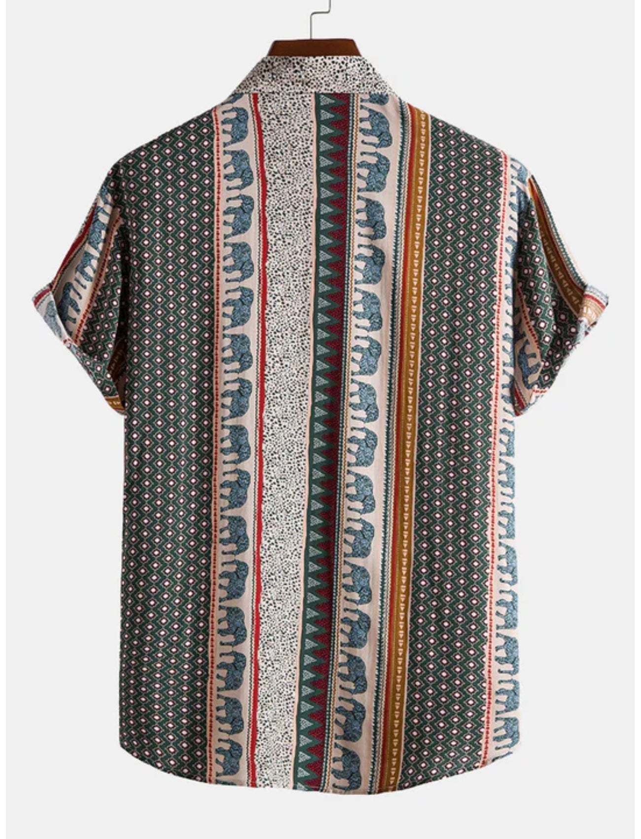 Abstract Elephant Printed Shirt-Vacay Outfit