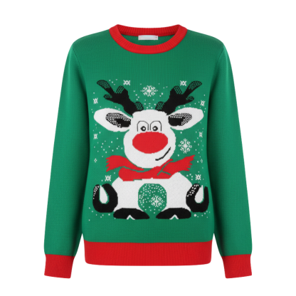 Matching Family Ugly Christmas Reindeer Knit Sweater