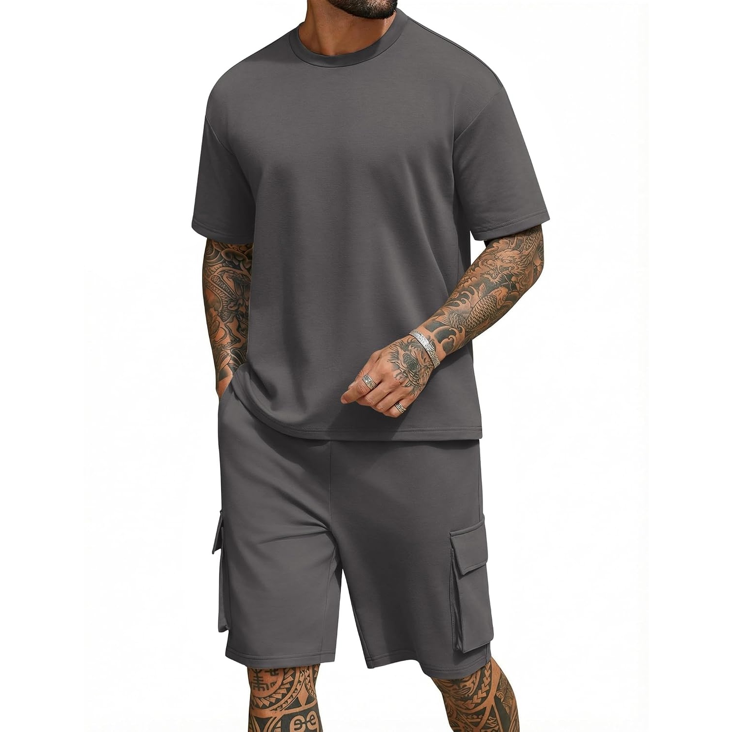 Oversized Cotton Summer Shirt And Shorts Set For Men