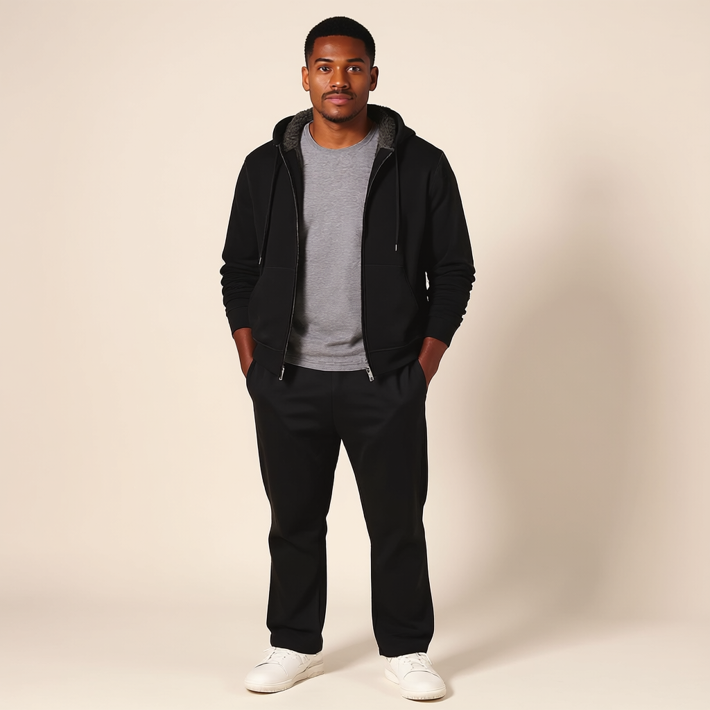 Full Zip Sherpa Fleece Hoodie For Men