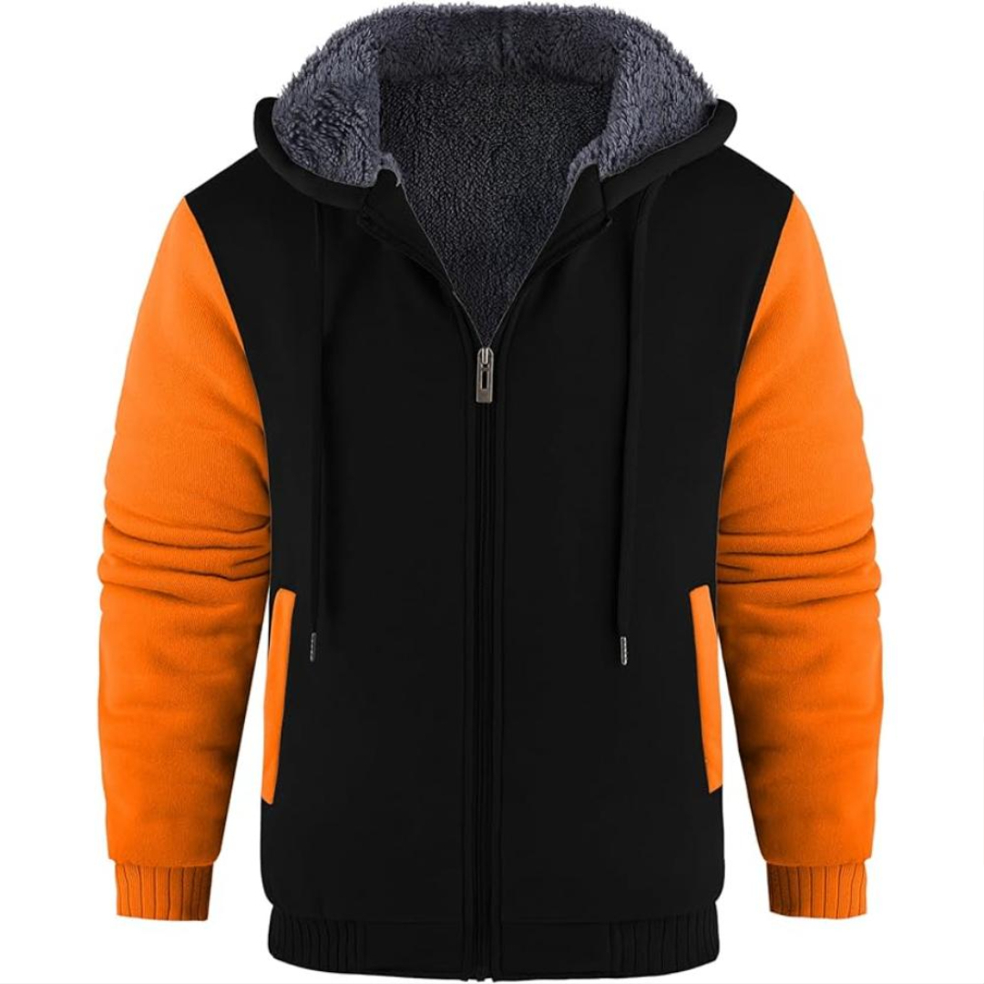 Men Fleece Lined Zip Up Hoodie For Winter