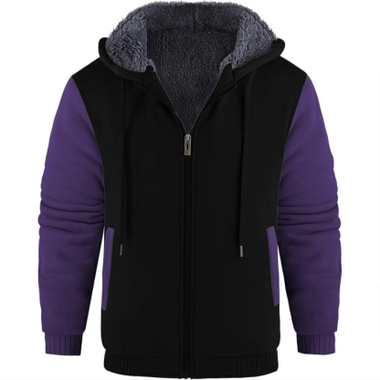 Men Fleece Lined Zip Up Hoodie For Winter