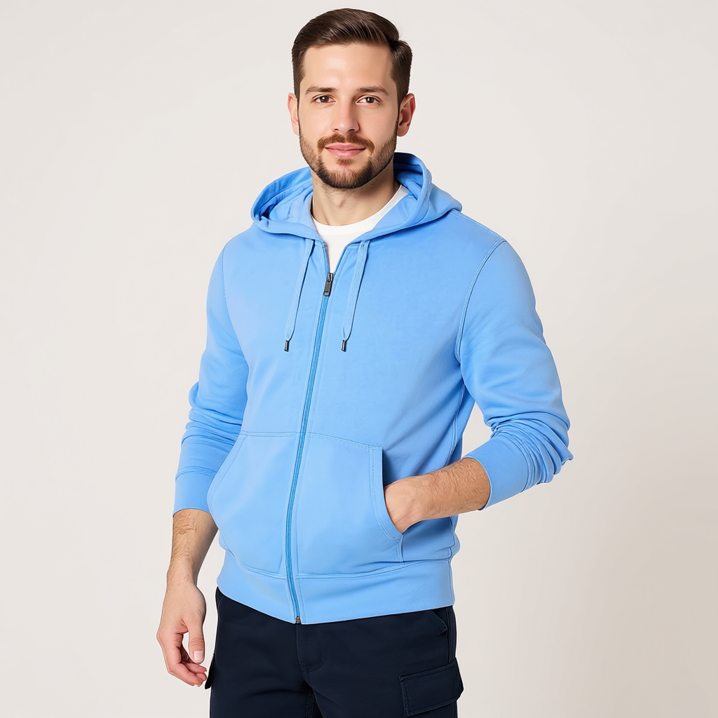 Lightweight Hoodie with French Terry And Classic Full Zip