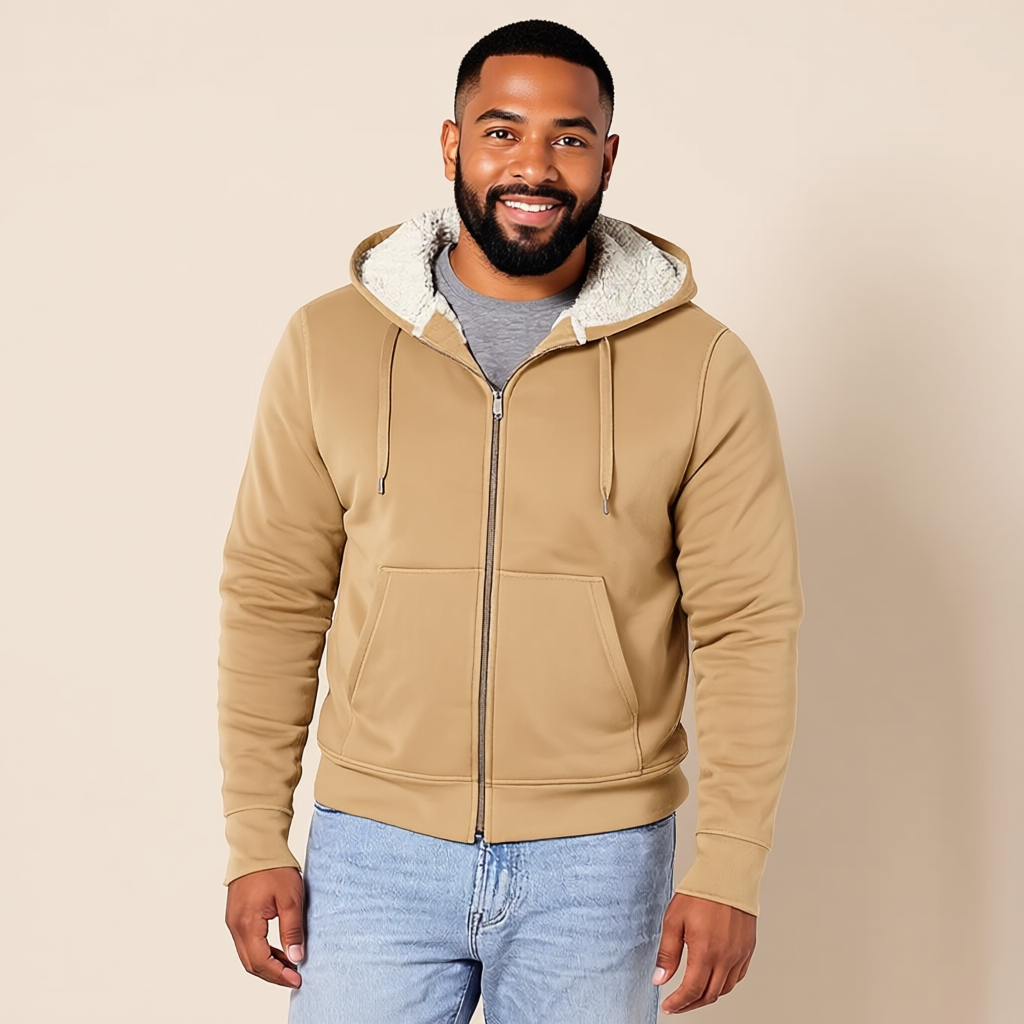 Full Zip Sherpa Fleece Hoodie For Men