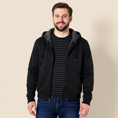 Full Zip Sherpa Fleece Hoodie For Men