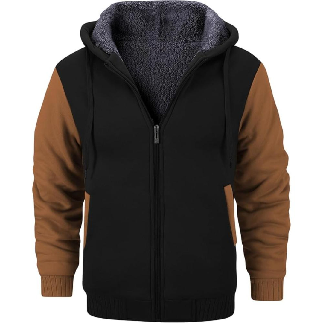 Men Fleece Lined Zip Up Hoodie For Winter