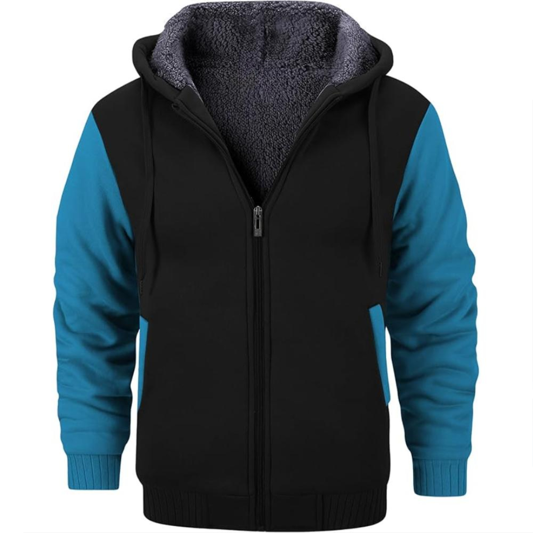 Men Fleece Lined Zip Up Hoodie For Winter