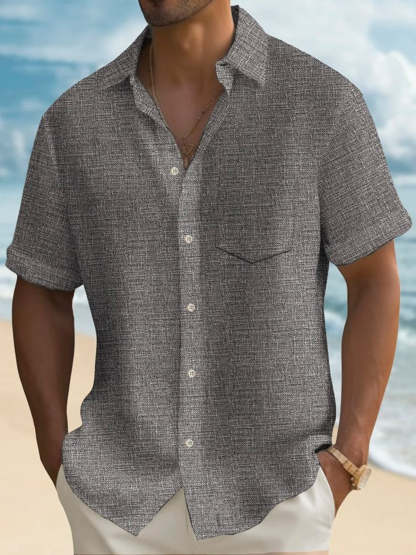 Abstract Textured Print Pocket Shirt-Vacay Outfit