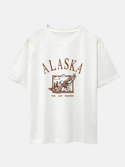 Alaskan Eagle Print Oversize T-Shirt And Jacquard Short-Vacay Outfit