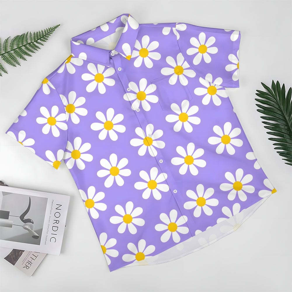 All Over Floral Holiday Short Sleeve Shirt-Vacay Outfit