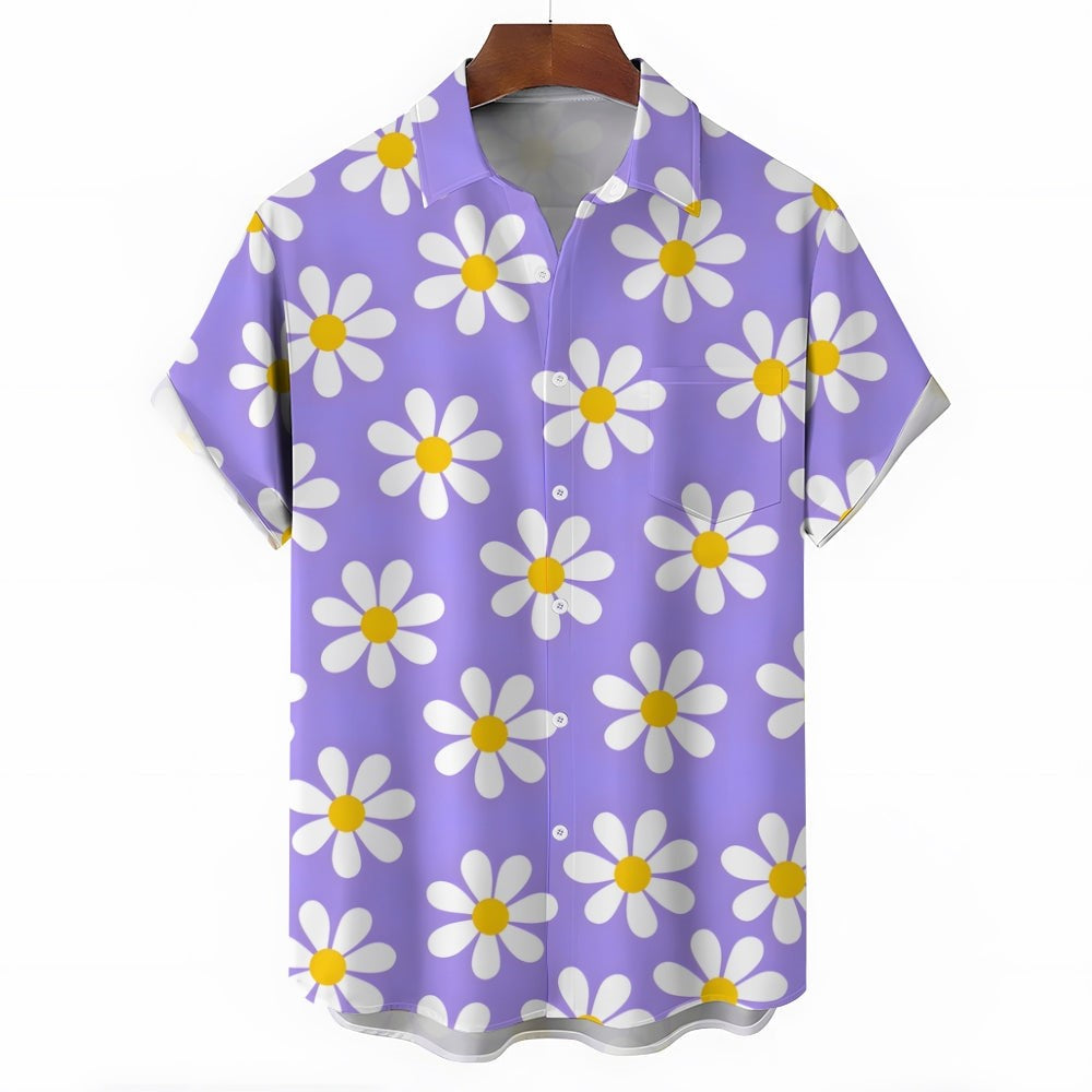 All Over Floral Holiday Short Sleeve Shirt-Vacay Outfit