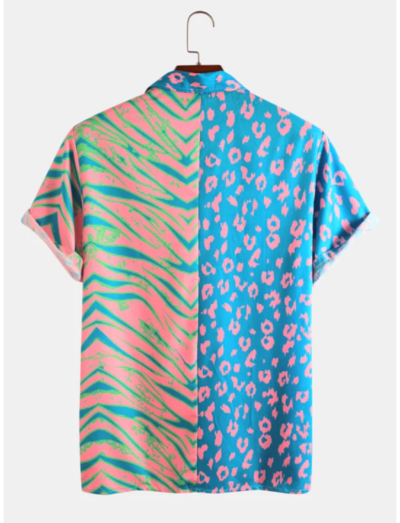 Animal Pattern Patchwork Shirt-Vacay Outfit