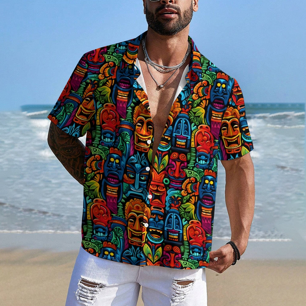 Art Casual Short Sleeve Shirt-Vacay Outfit