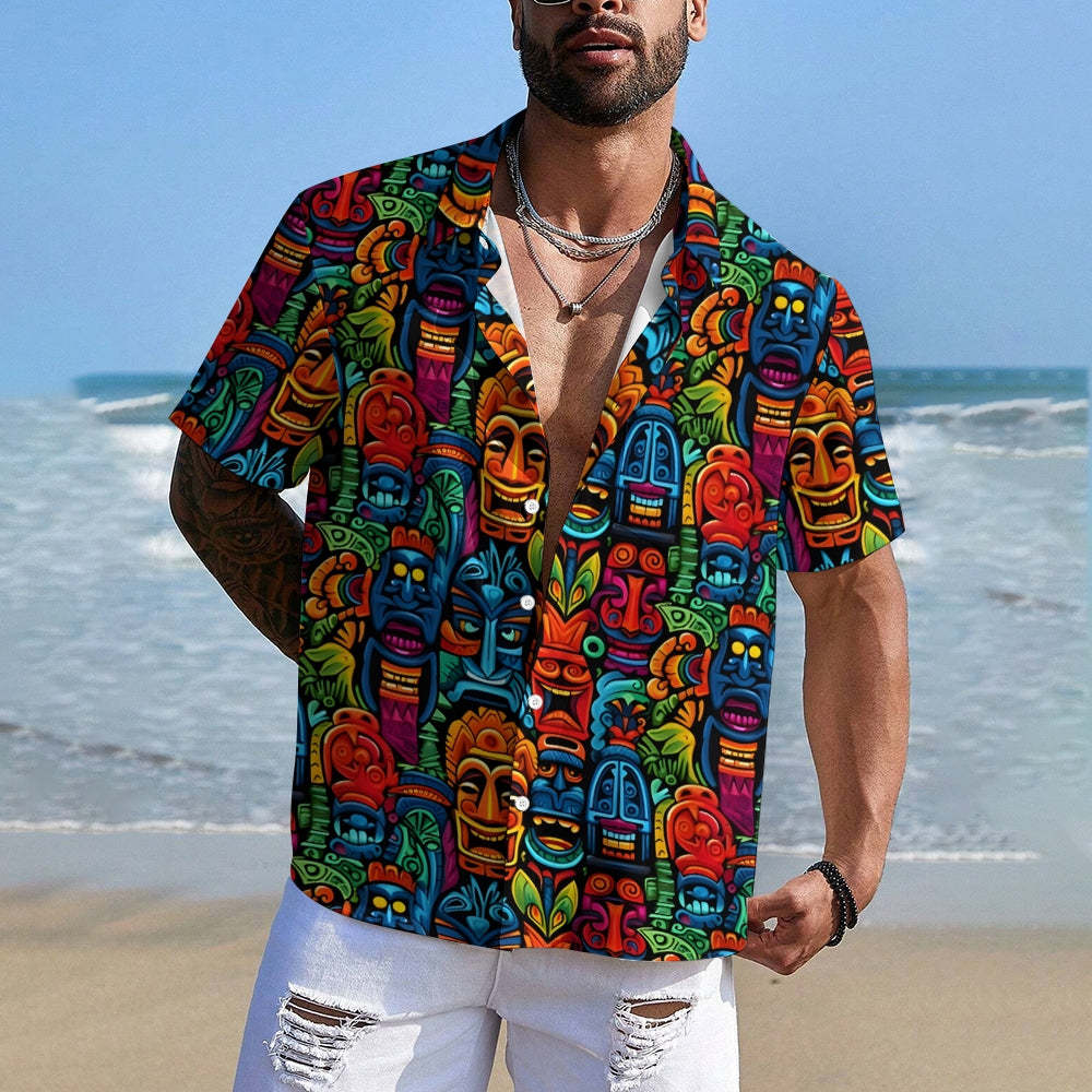 Art Casual Short Sleeve Shirt-Vacay Outfit