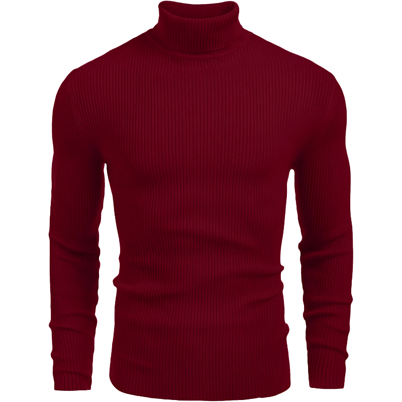 Mens Ribbed Slim Fit Knitted Pullover Casual Turtleneck Sweater