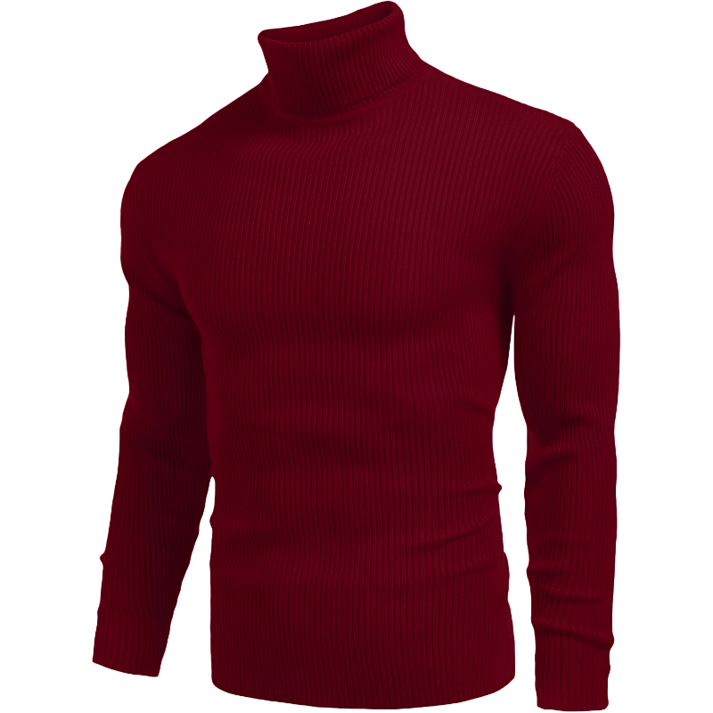 Mens Ribbed Slim Fit Knitted Pullover Casual Turtleneck Sweater