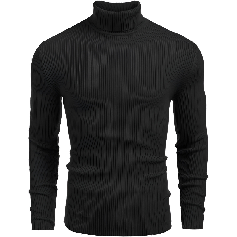 Mens Ribbed Slim Fit Knitted Pullover Casual Turtleneck Sweater