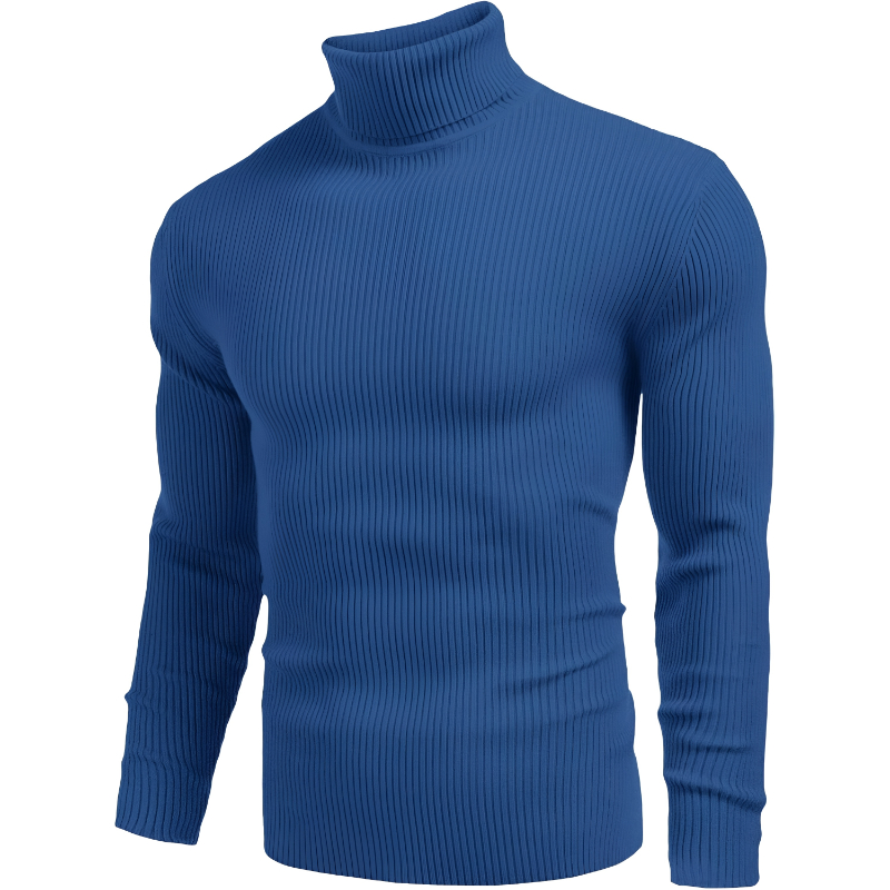 Mens Ribbed Slim Fit Knitted Pullover Casual Turtleneck Sweater