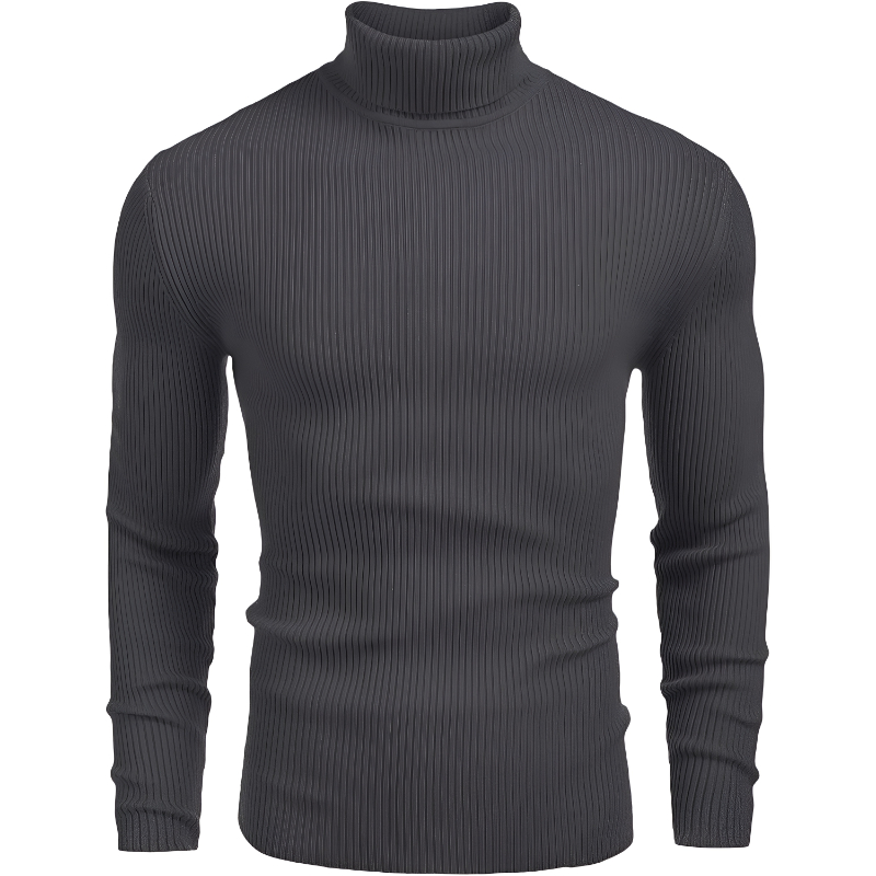 Mens Ribbed Slim Fit Knitted Pullover Casual Turtleneck Sweater