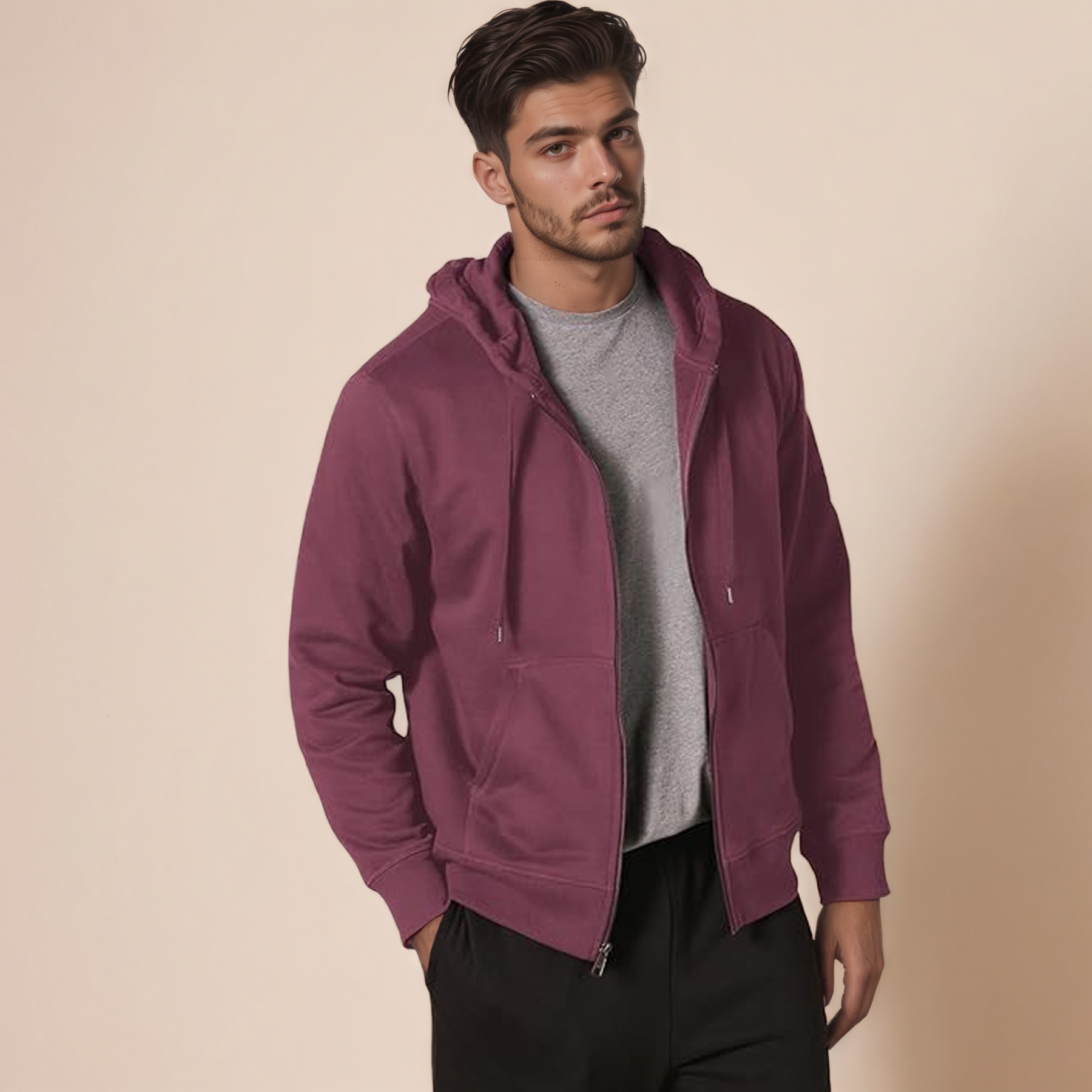 Essentials Zip Up Fleece Hoodie for Men