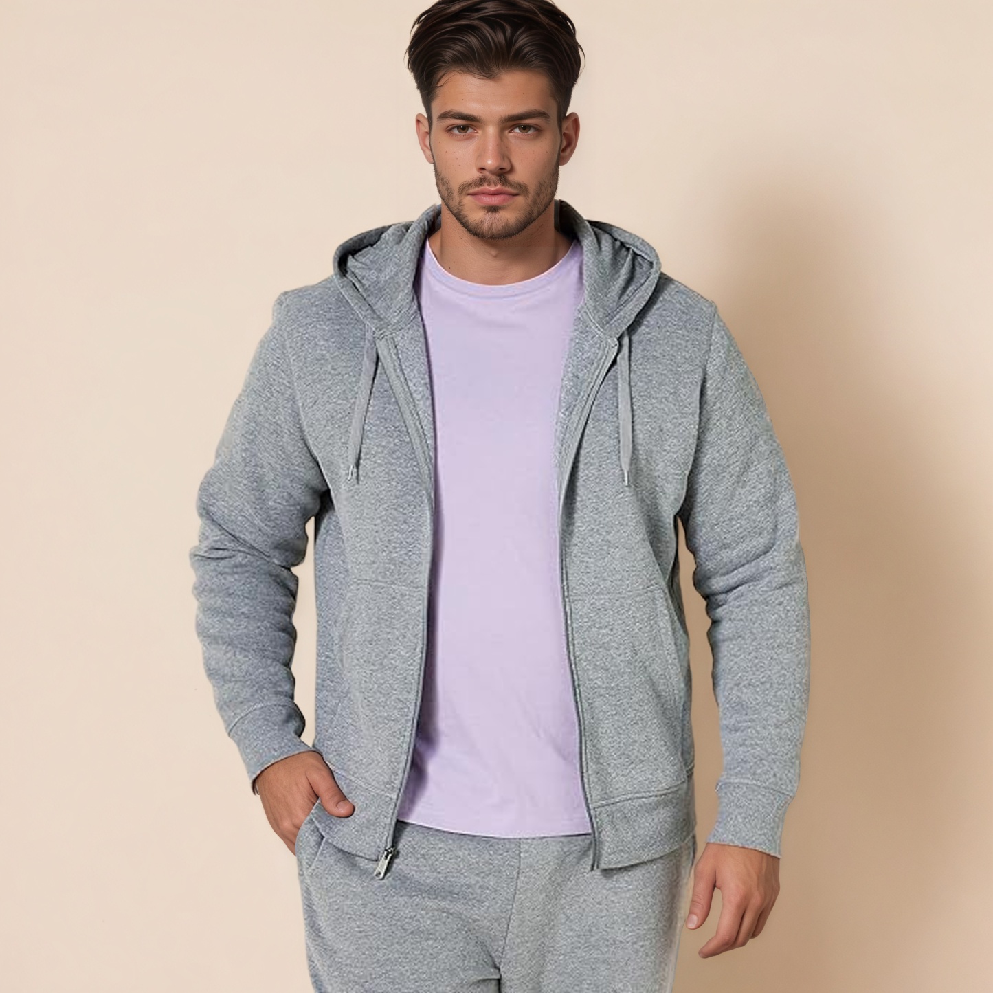Essentials Zip Up Fleece Hoodie for Men