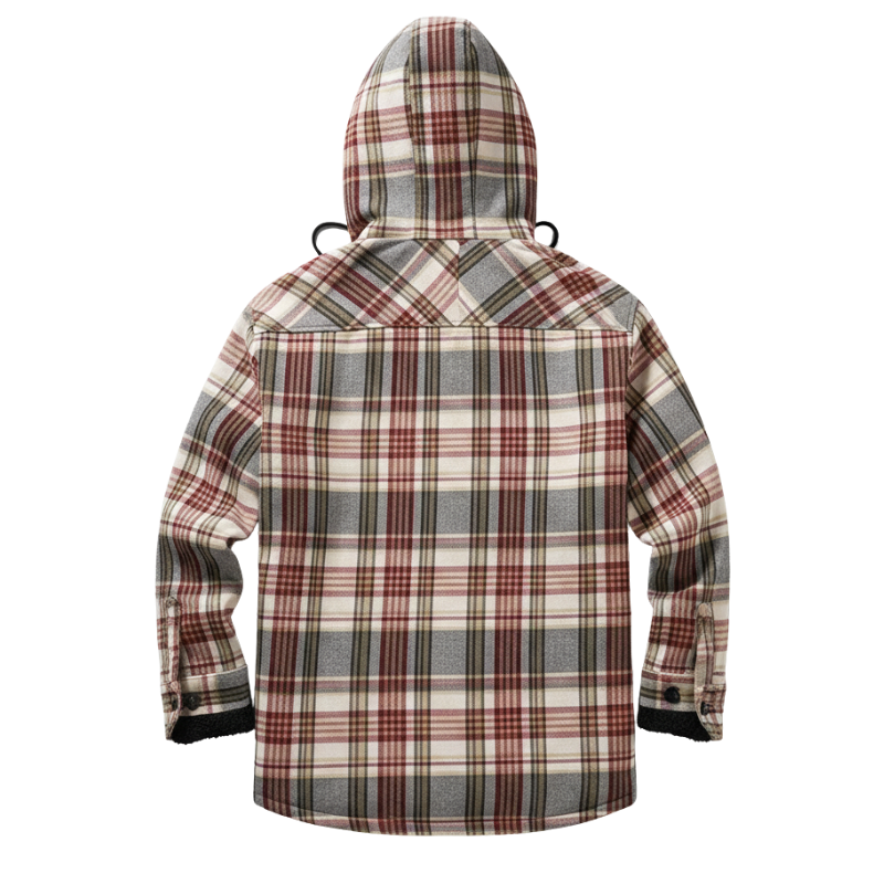 Men Flannel Plaid Jacket Warm Sherpa Lined Fleece Hoodies for Men Zip Up Thick Jackets Winter Coat with Pocket