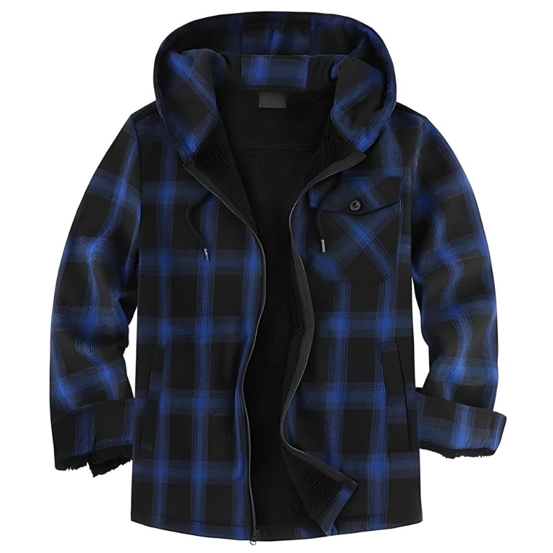 Men Flannel Plaid Jacket Warm Sherpa Lined Fleece Hoodies for Men Zip Up Thick Jackets Winter Coat with Pocket