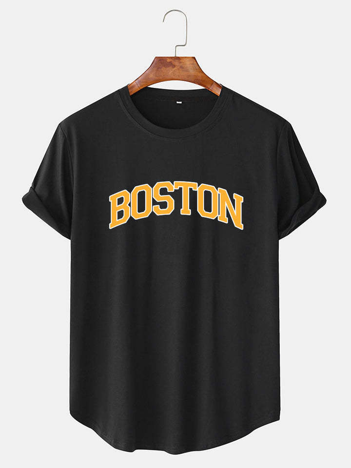 Boston Yellow Print T-Shirt-Vacay Outfit