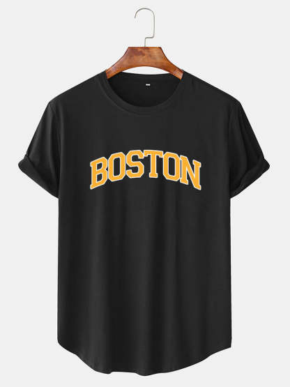 Boston Yellow Print T-Shirt-Vacay Outfit