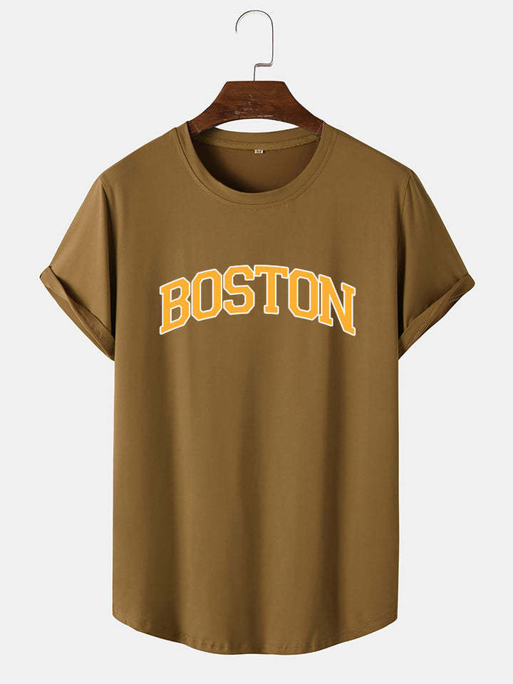 Boston Yellow Print T-Shirt-Vacay Outfit