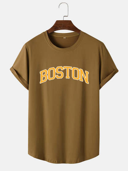 Boston Yellow Print T-Shirt-Vacay Outfit