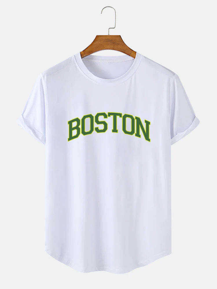 Boston Green Print T-Shirt-Vacay Outfit